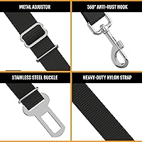 Vista 7 de Active Pets Cinturón de seguridad de coche negro para perros, se fija al arnés y al collar, sistema de retención de viaje ajustable de 18 a 24
