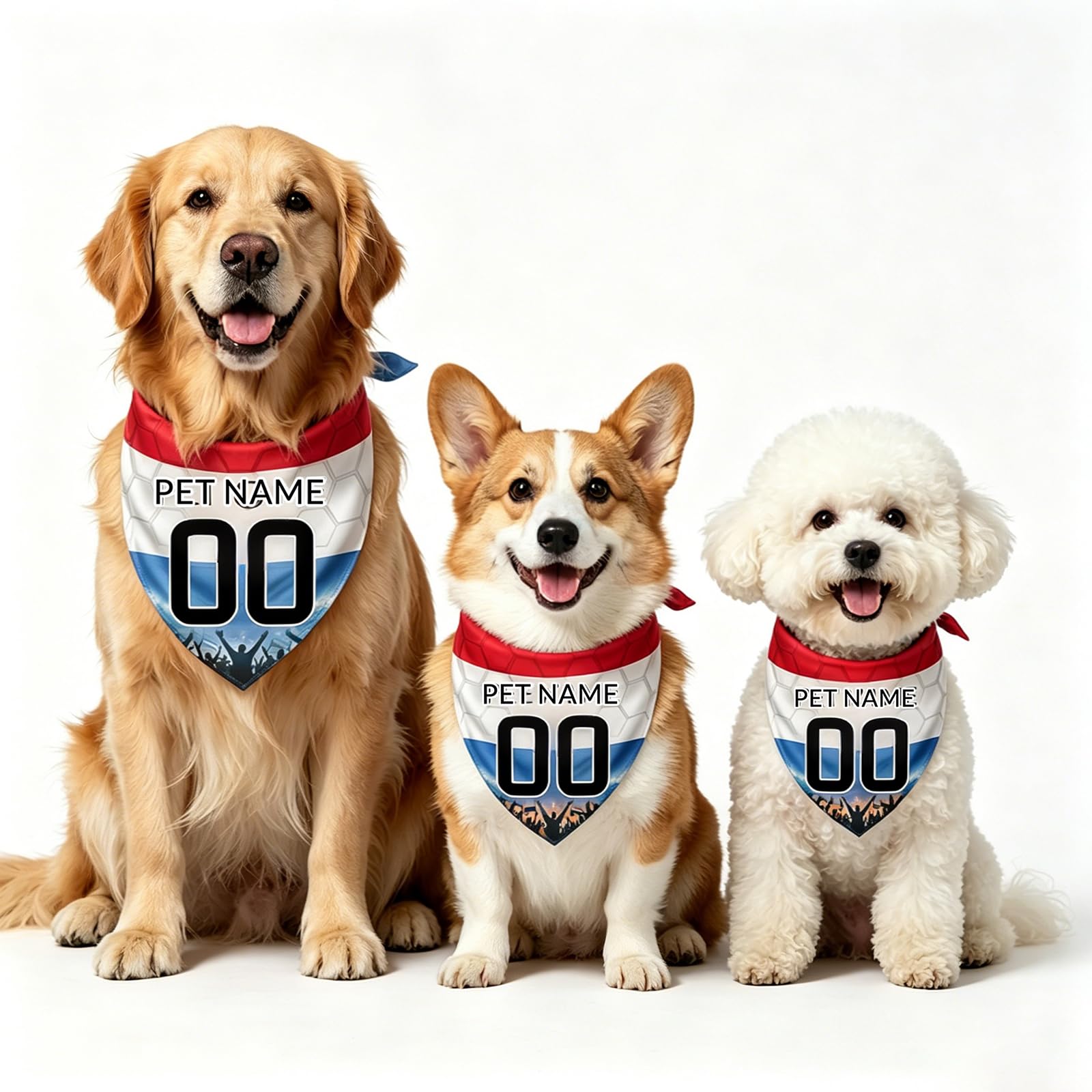 Personalised Dog Bandana with Name Number, Custom Dogs Bandana Football Dog Bandanas for Large Medium Small Dogs Puppy Cat Pet Scarf Birthday Present