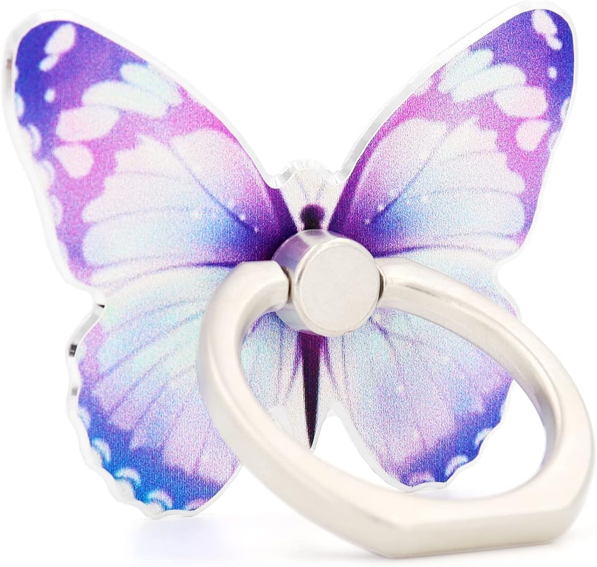 Butterfly Cell Phone Ring Holder Finger Ring Grip Stand 360° Rotation 180° Flip Universal Kickstand Compatible with All Smartphones