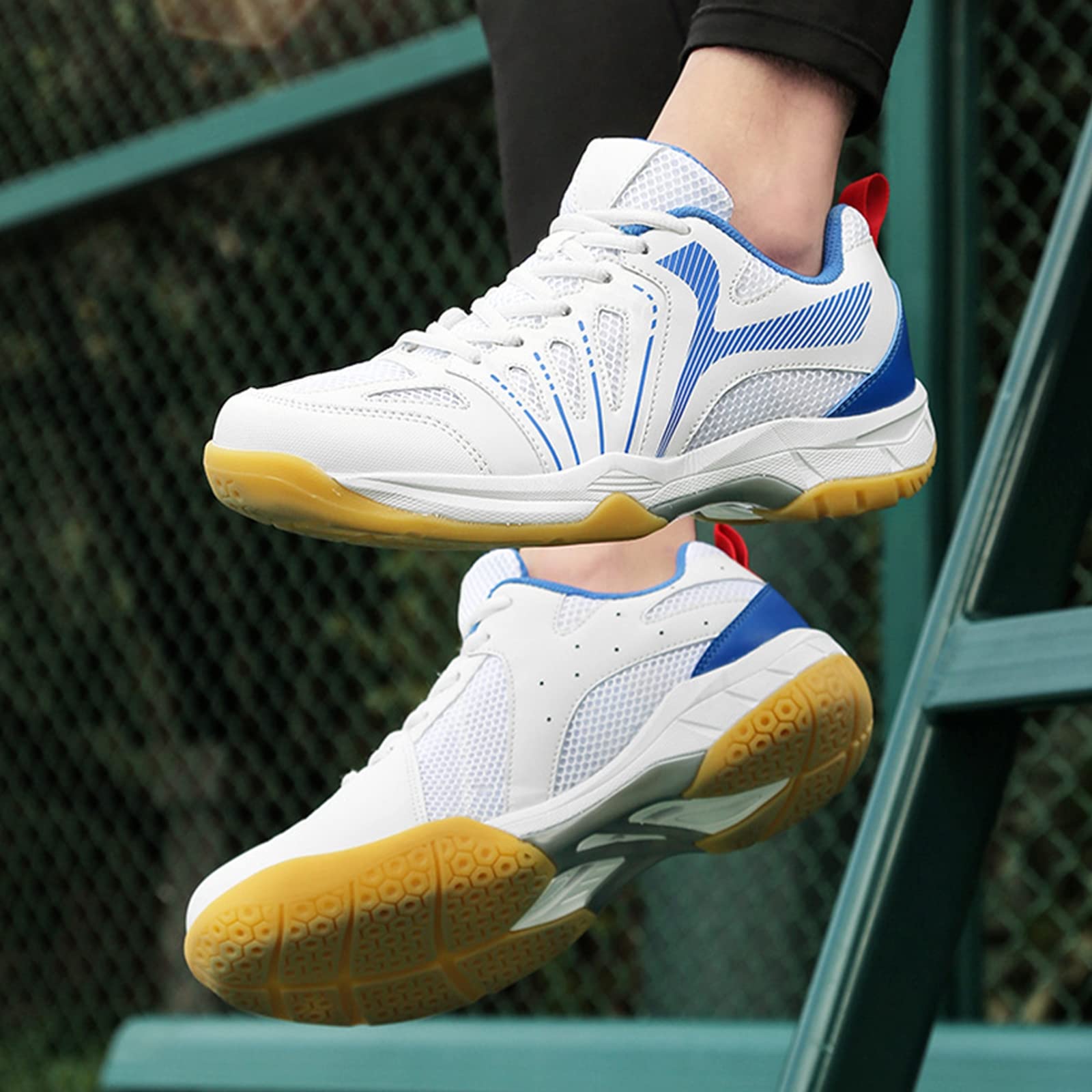SDEQA Zapatos De Bádminton para Hombres Zapatos De La Corte Interior Zapatillas Antideslizantes De Tenis Deporte Transpirable para Tenis De Tenis De Calabaza Tenis