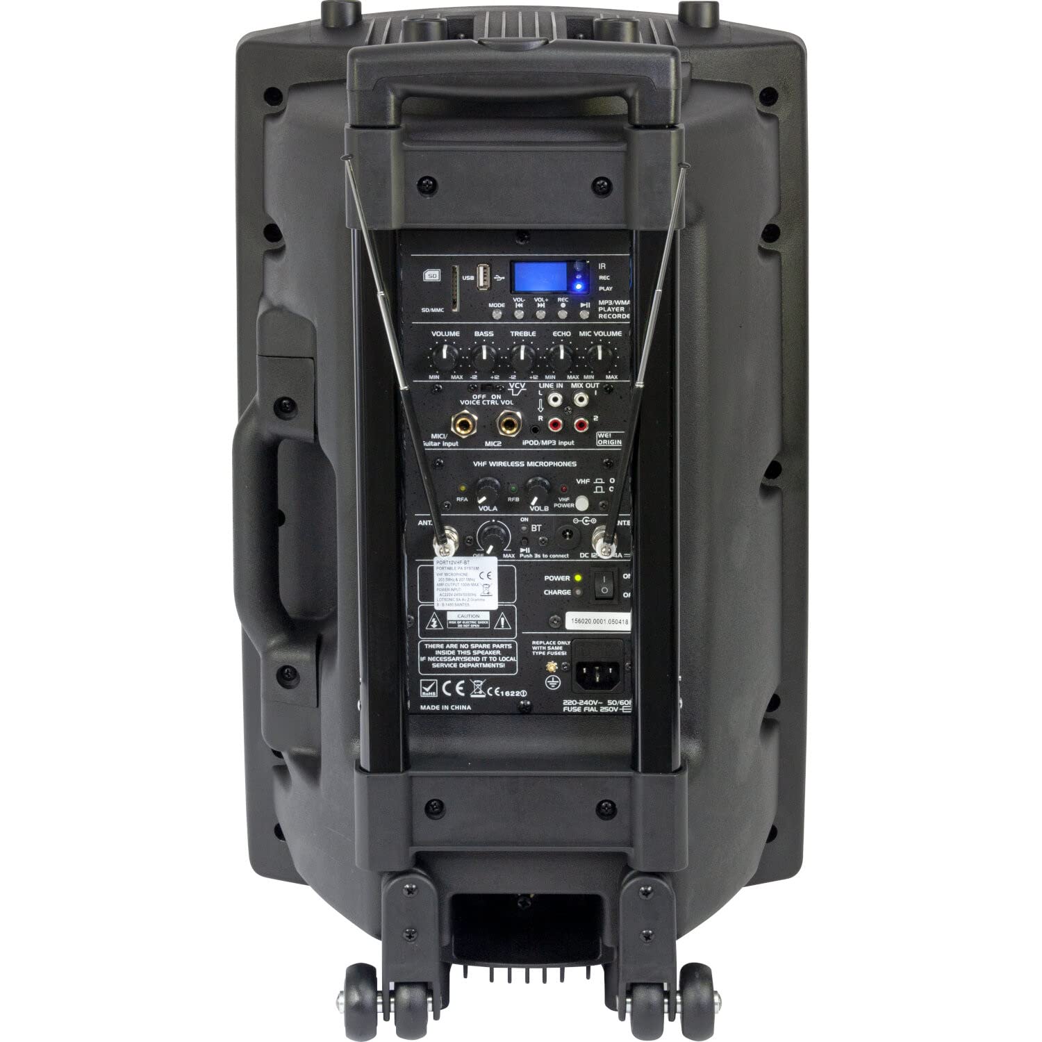 Ibiza Sound - PORT12VHF-BT - Système Actif Amplifié sur Batterie 1400W Sonorisation Musiciens DJ USB Bluetooth Mobile