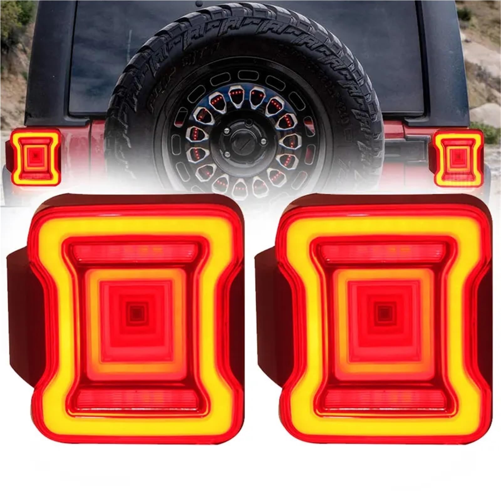 tylne światła LED Pasuje do Jeep JK LED 2007-2018 Tylne światła zamienne Montaż tylnych świateł samochodowych Wymiana tylnych świateł LED światła tylne(Style B EU version)