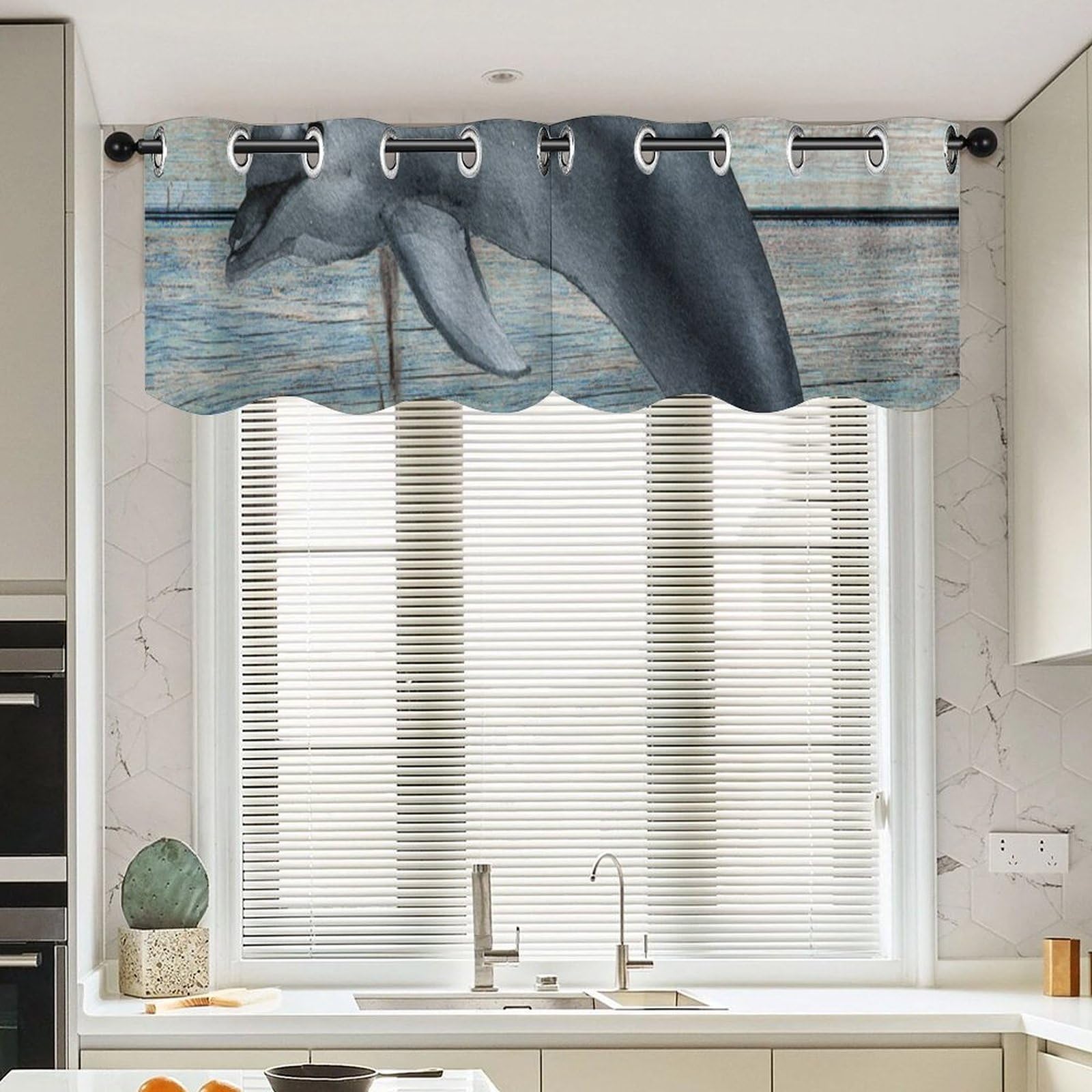 Rideau de cantonniere anti-vis-a-vis cuisine salle de bain ocean