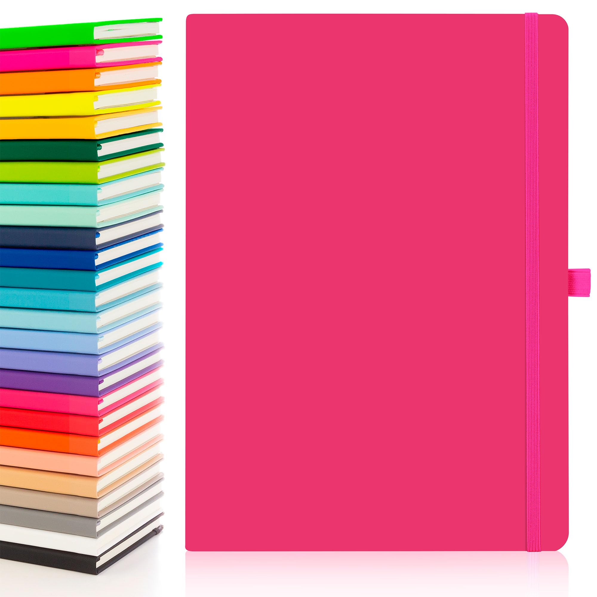 Notes London Eco A4 Notebook with Lined Pages, Pen Loop, Ribbon, Date Marks and Paper Pocket, Pocket Hardback Journal, Note