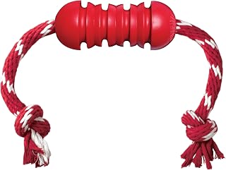 KONG Dental with Rope Chew Toy for Medium Dogs - Durable Natural Rubber Dental Care Toy Cleans Teeth, Gums & Satisfies Chewing Instincts