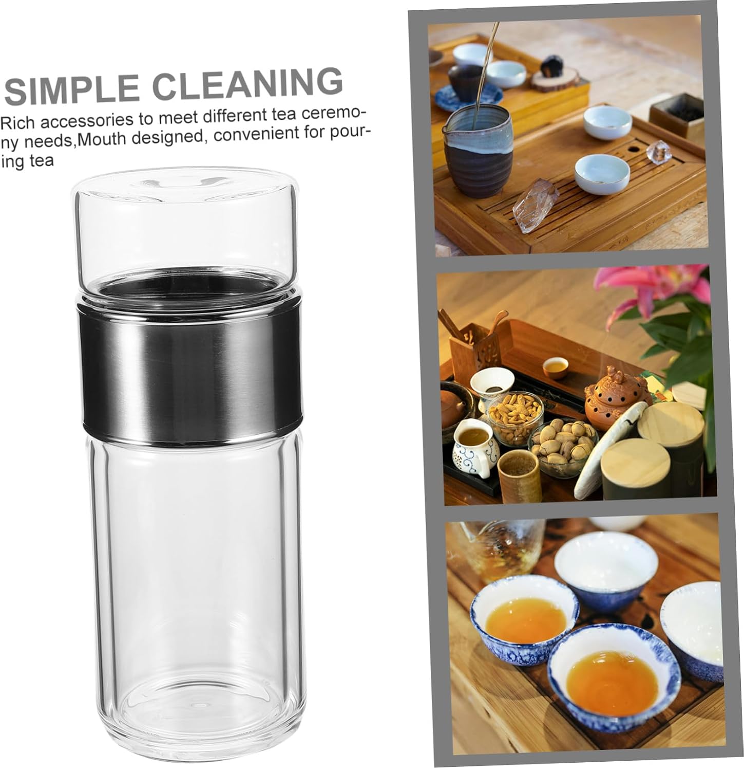 ABOOFAN Convenient Tea Infuser Glass Cup Double Layered Tea Brewing Bottle with Built Strainer