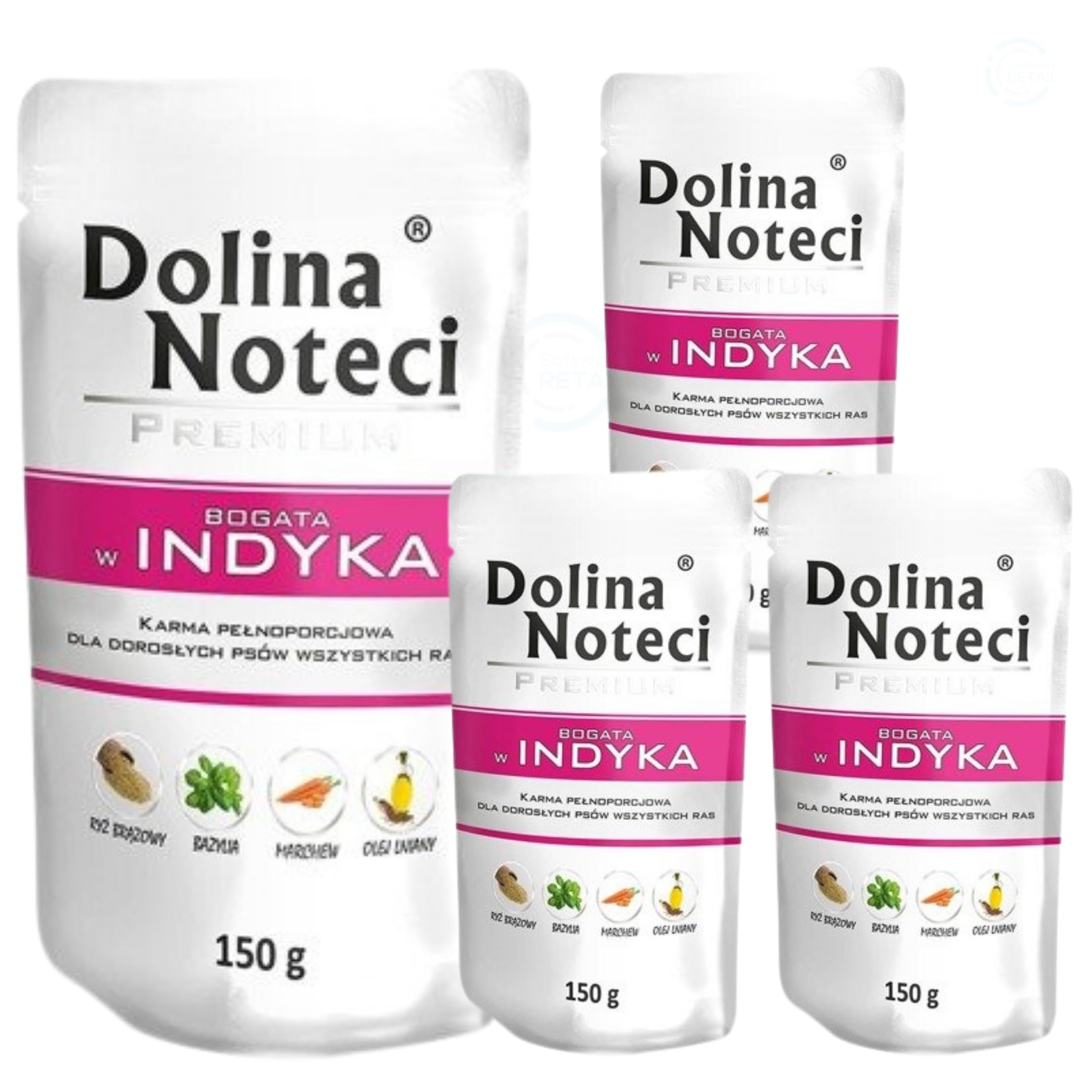 Dolina Noteci Premium Wet Dog Food with Turkey, Grain-Free, 4 x 150g
