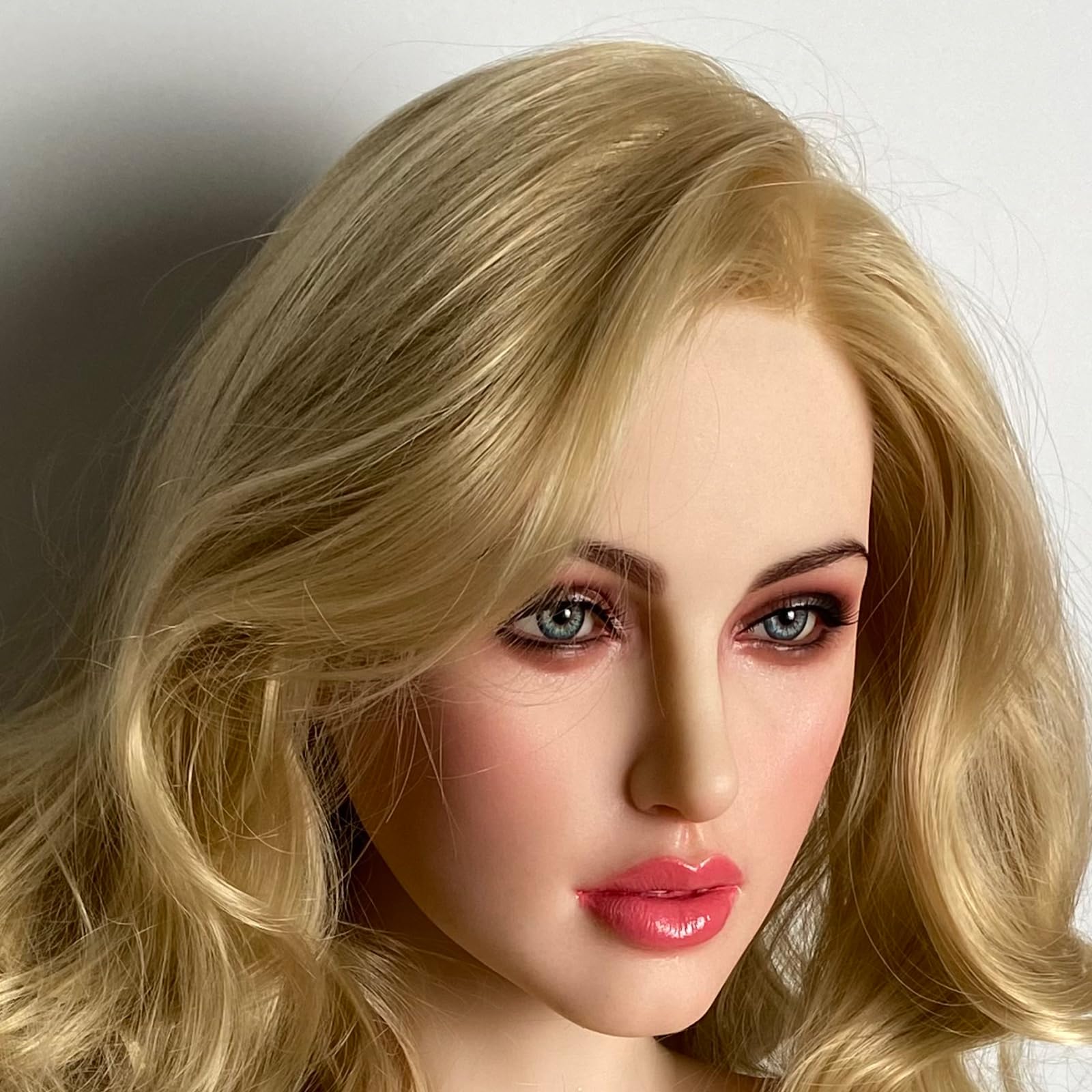 Amazon.com: Solid Silicone Doll Head with Golden Long Hair, Makeup Doll  Head Connection Life-Size Doll Parts Accessories with Light Purple  Eyeballs, White Color