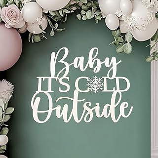 Baby It’s cold outside Sign for Baby Shower backdrop wall decoration—Christmas Sign Party Wall Art Decoration—Wooden Winter Theme Decor with Snowflake(14.17×11.42in)