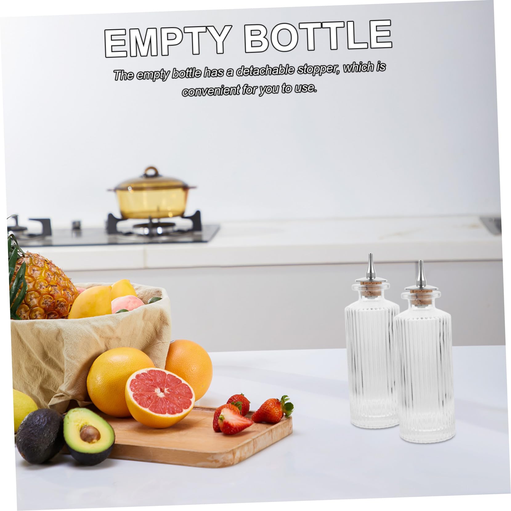 Homoyoyo 4 Piezas Botella de Vidrio para Amargos con Tapón de Corcho de Roble Botella Lidded para Cócteles para Vino con Sello Hermético Diseño Resistente para Barras y Uso Prolongado