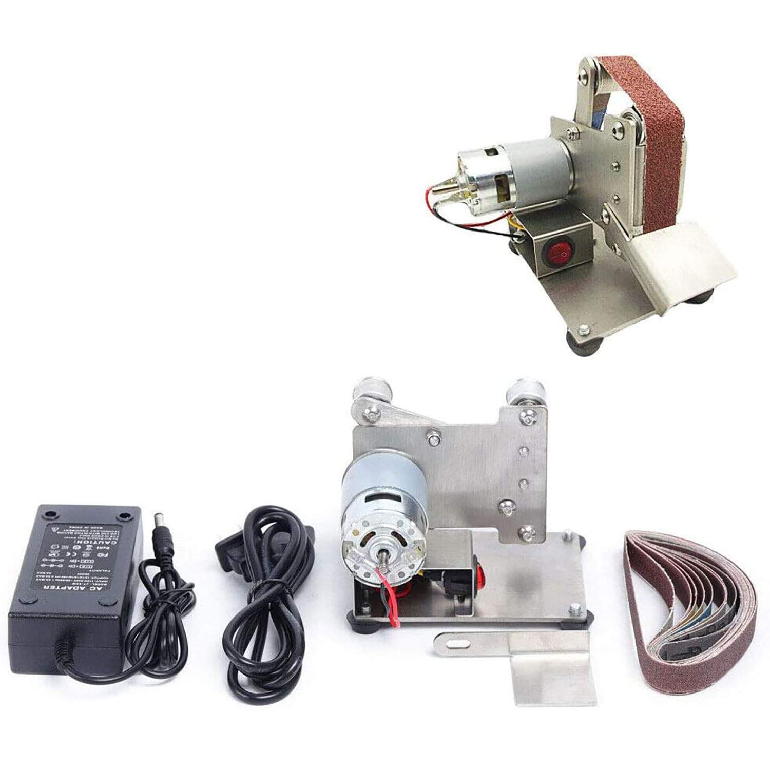 BTDH Mini Electric Multifunctional GrinderBelt Sander Diy PolishingGrinding Sander Cutter Edges Sharpener Adjustable Speed w/Power Supply 9000RPM