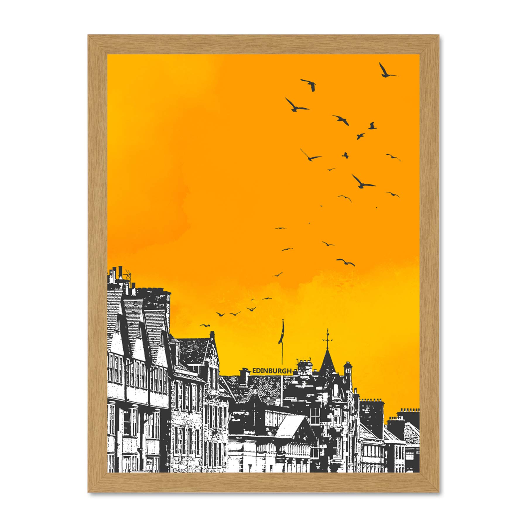 Wee Blue Coo Rooftop Birds Edinburgh 18x24 Large Framed Art Print Poster Wall Decor 18x24 inch