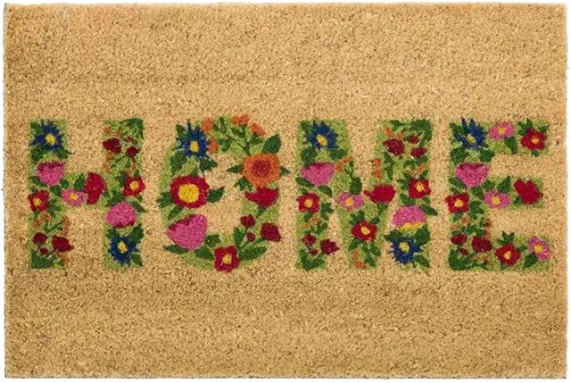 Felpudo Bonito de Fibra de Coco 60x40 Beige Romántico para Entrada