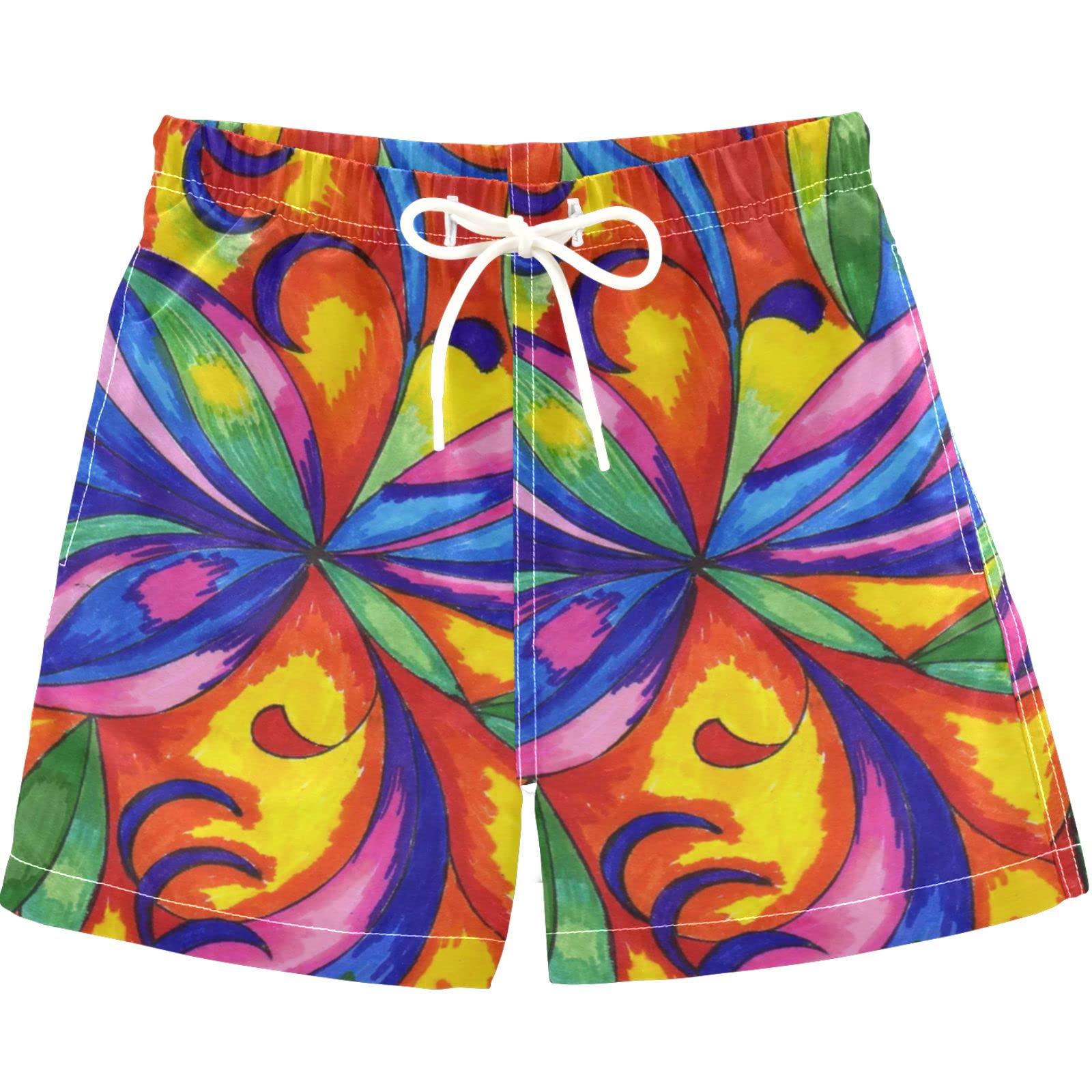 visesunny Boys Swim Trunks Toddler Swim Shorts Colorful Mandala Little Boys Bathing Suit Swimsuit Toddler Boy Swimwear