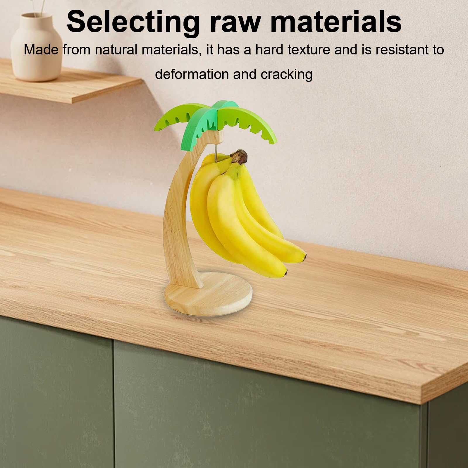 Porta banana rimovibile in legno con supporto – Supporto per banane per cucina, divertente supporto per frutta per mantenere le banane fresche