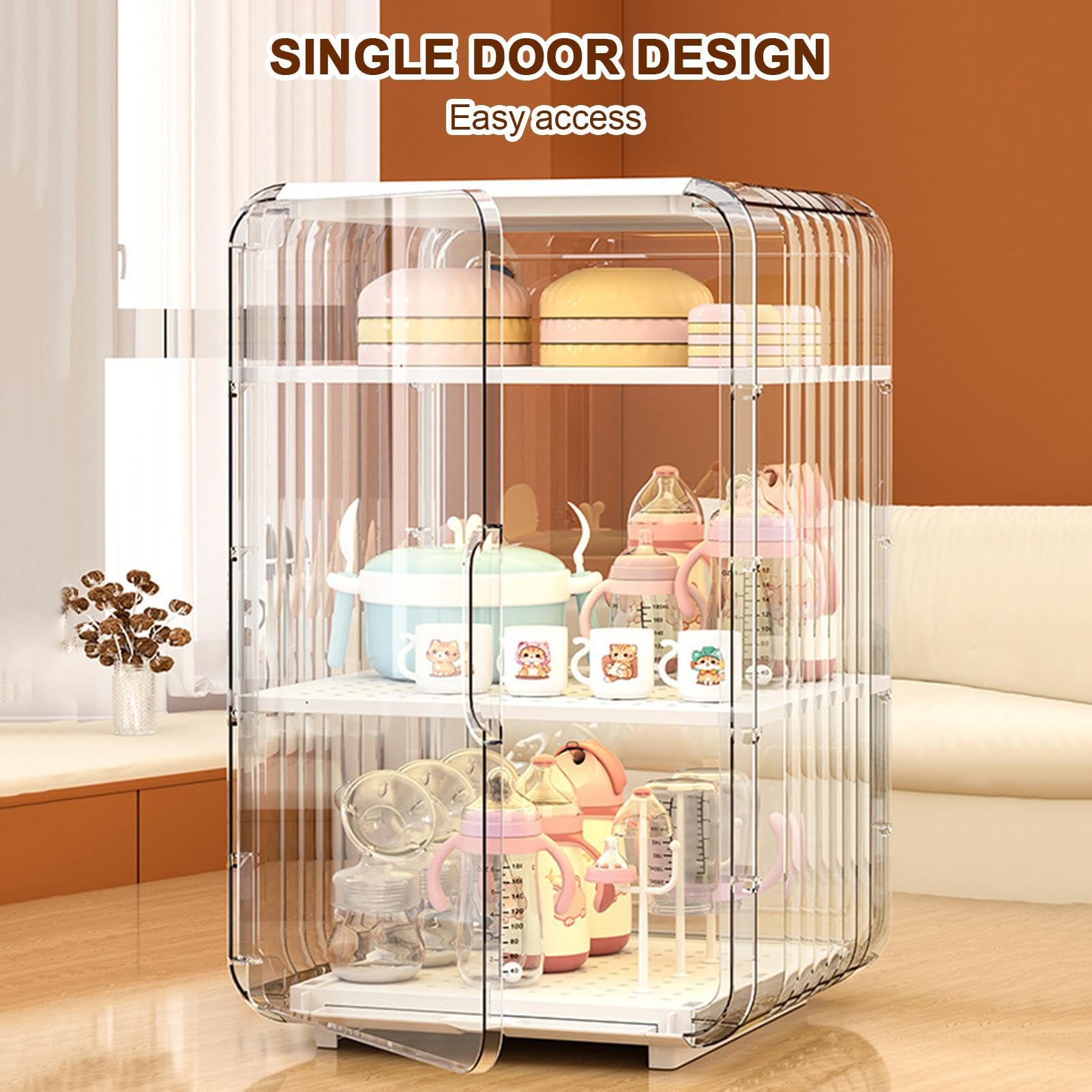 Organisateur De Biberon - Boîte À Rack De Biberon Anti-poussière | 39,5x25x24cm Tiroirs De Rangement De Cuisine Empilables | Grand Support De Bouteille Avec Couvercle Pour Table De Chambre À Coucher R