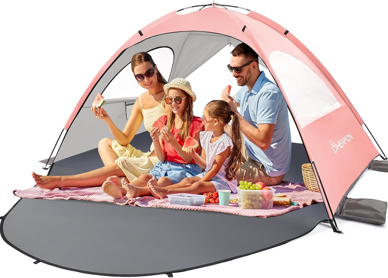 RHEAFON Beach Tent Sun Shelter for 24 Person, Portable Beach Shade Baby Beach Tent, Sun Shade