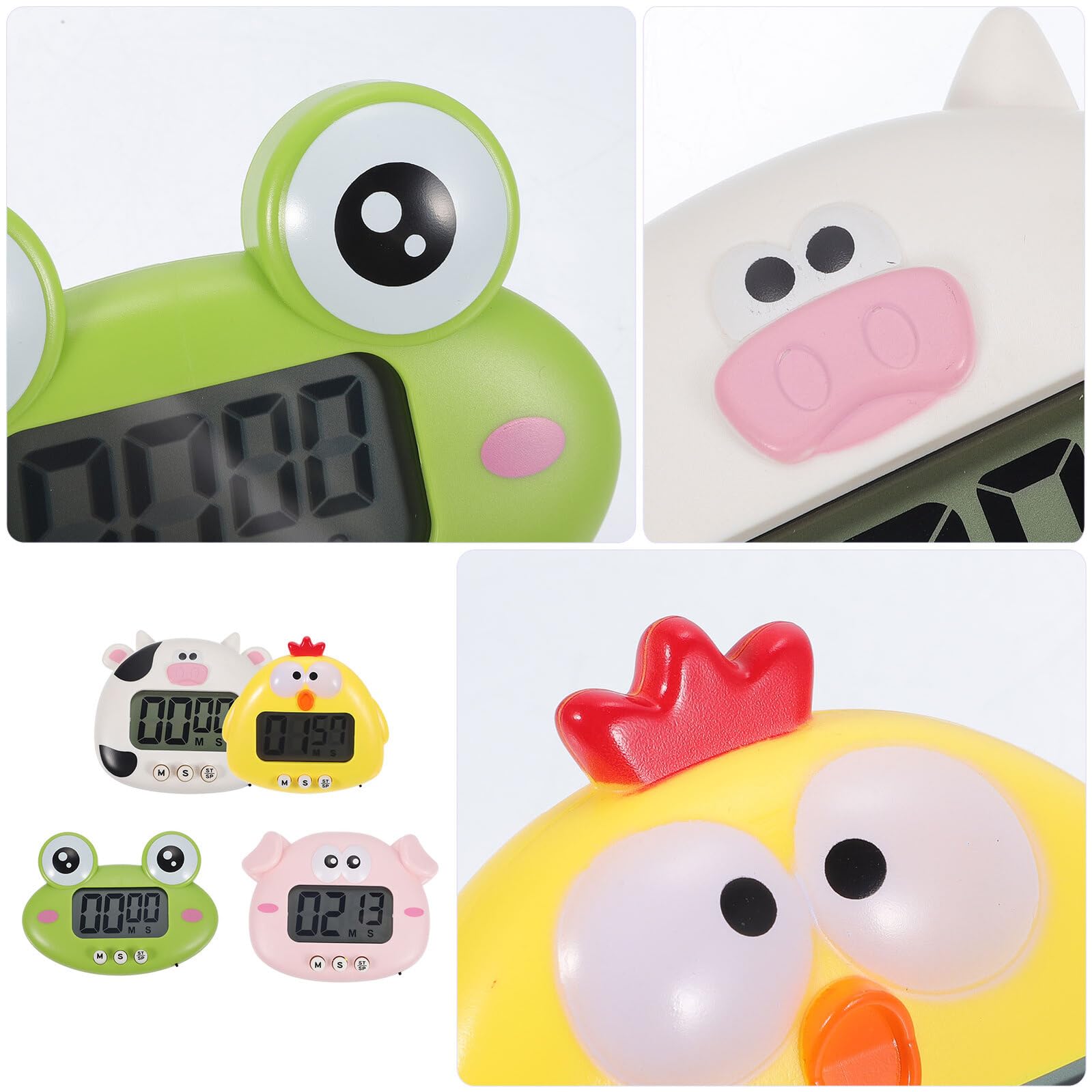Hohopeti Minuteur Gestion Temps Maison 4 Pièces Cuisine Magnétique en Plastique Numérique avec Compte à Rebours Précis
