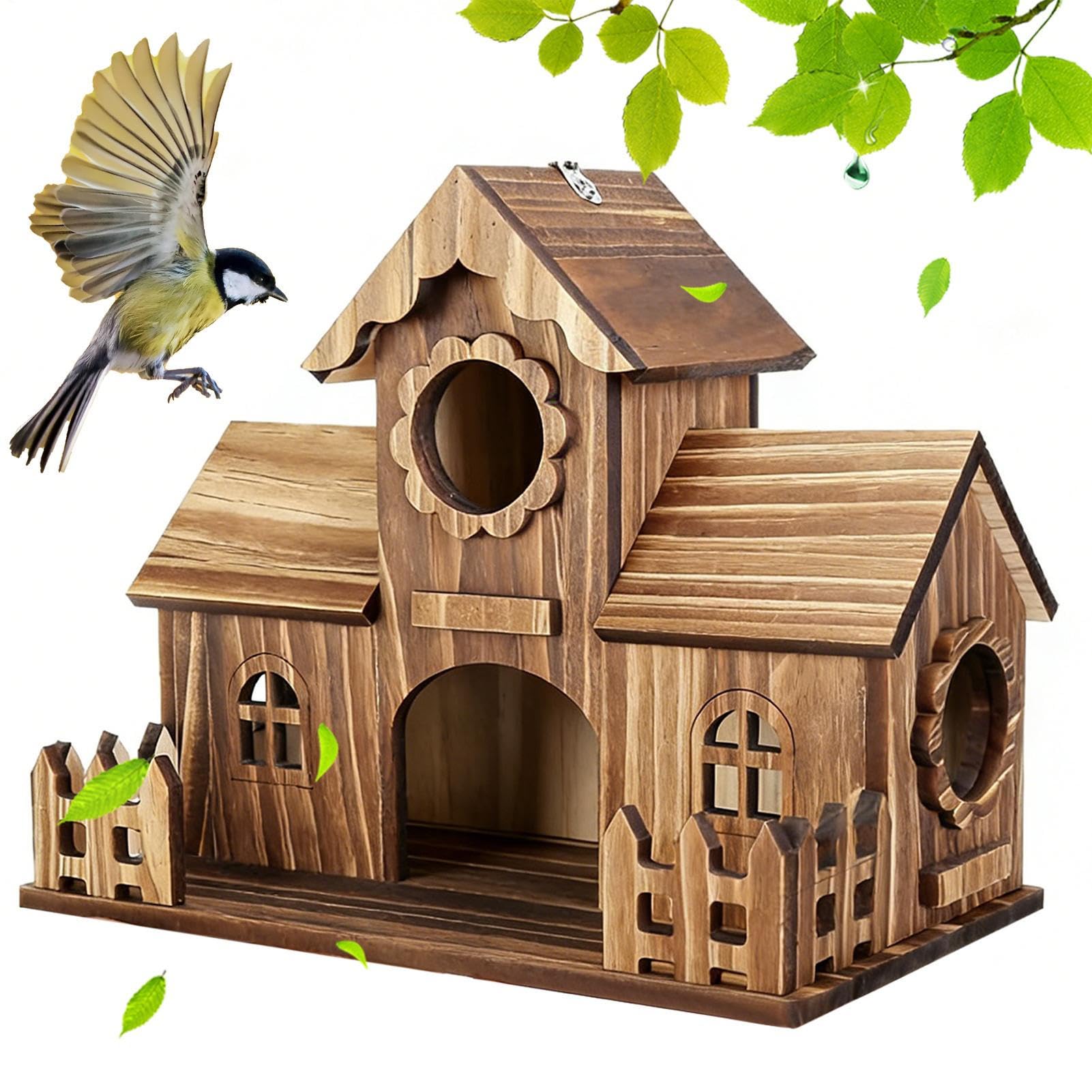 s para Pájaros de Exterior | Decoración rústica de Madera Natural | s de Descanso para pájaros, Decoración de Exterior para Jardín, Patio, Terraza, Balcón