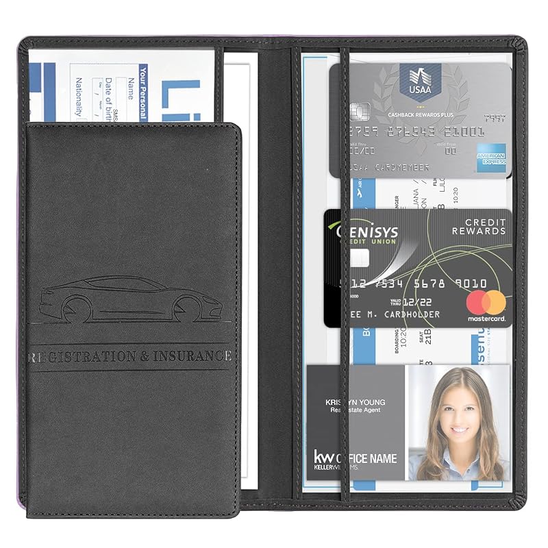 Organizador de Documentos para Porta-Luvas 8sanlione em PVC e Couro Sintético PU Preto