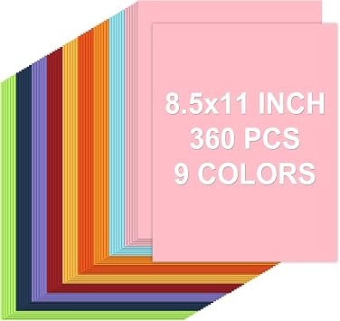 360 Sheets Colored Cardstock Paper 8.5 x 11, 9 Assorted Colors Construction Papers, Thick Cardstock Printer Paper 8.5 x 11, 200 GSM Card Stock Papers for Printing, DIY Crafts, Card Making, Invitations