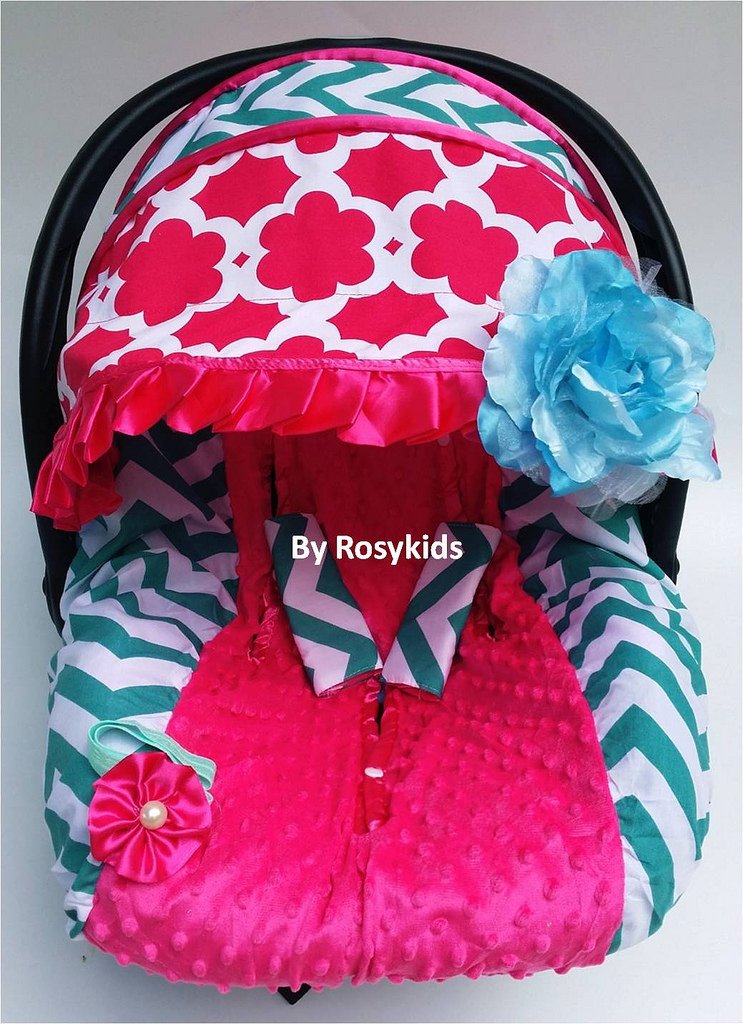 Rosy Kids Infant Carseat Canopy Cover 3 Pc Whole Caboodle Baby Car Seat Cover Kit Cotton C030400