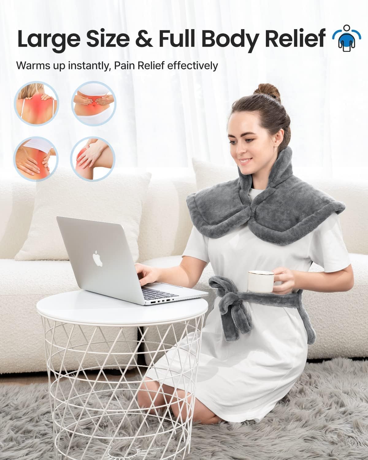 Weighted Heating Pad for Back Pain Relief & Heating Pads for Cramps