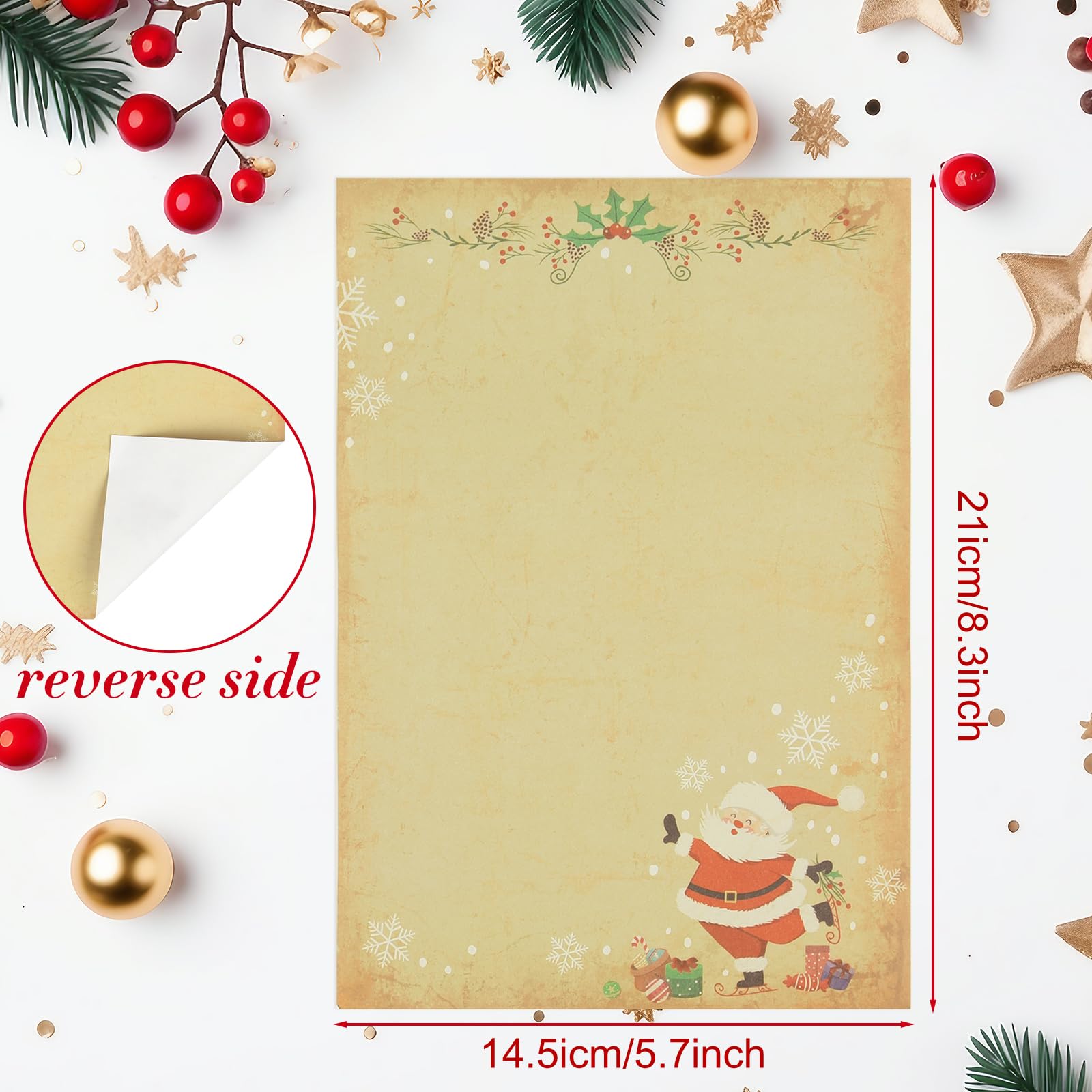 Papelería papel de escritura de invierno membrete de Navidad, papel de papelería vintage para manualidades, invitaciones, mapas, 8.2 x 5.7 pulgadas (120)