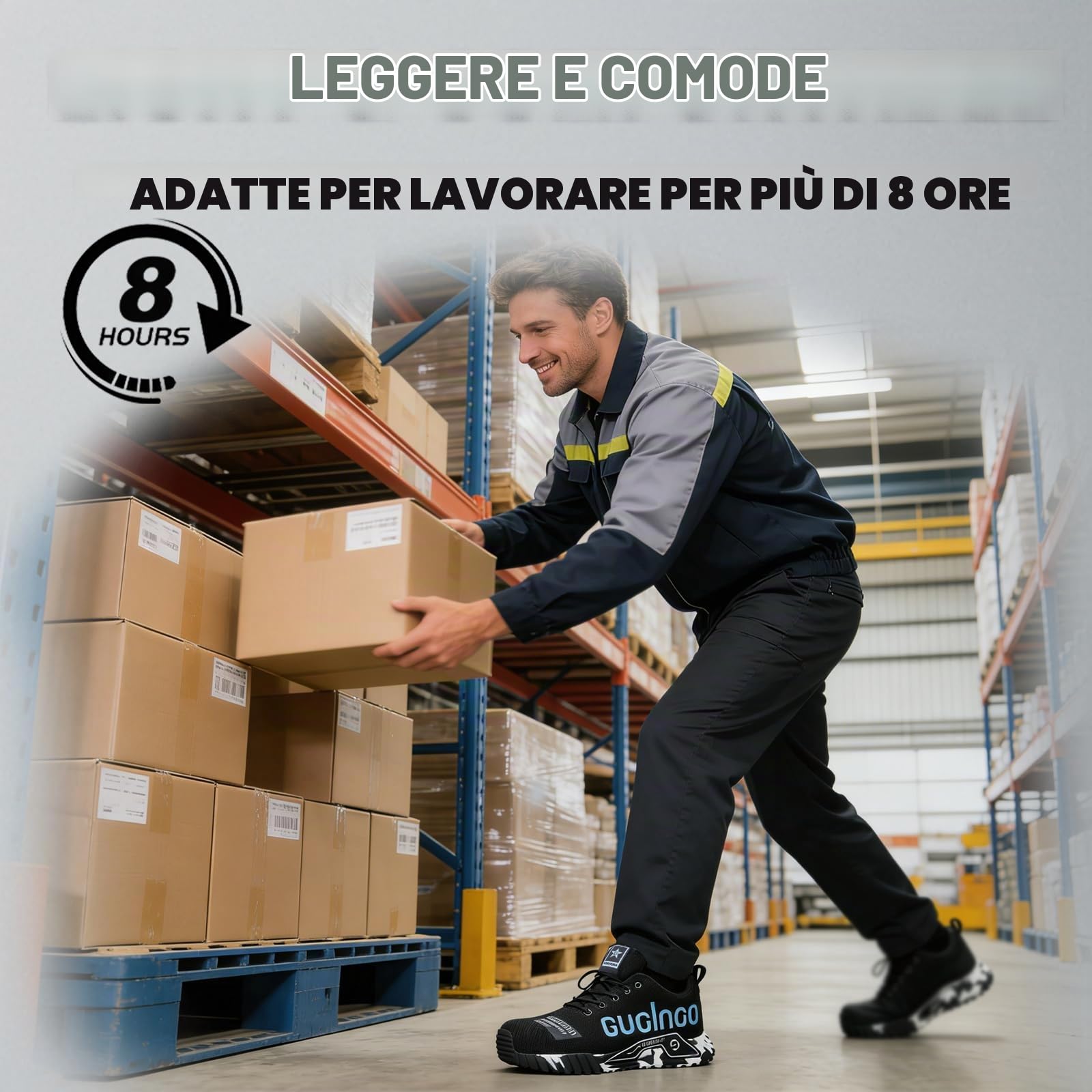 Scarpe Antinfortunistiche Uomo Donna - Punta in Acciaio, Protezione Antiforatura, Scarpe da Lavoro Leggere Comfortevoli Antiscivolo, per Cantieri Industria E Trasporti