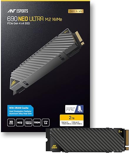 Ant Esports 690 Neo Ultra M.2 NVMe 2TB Internal Solid State Drive/SSD with NVMe PCIe Gen4x4, Compliant with PCI Express 4.0, speeds of Upto…