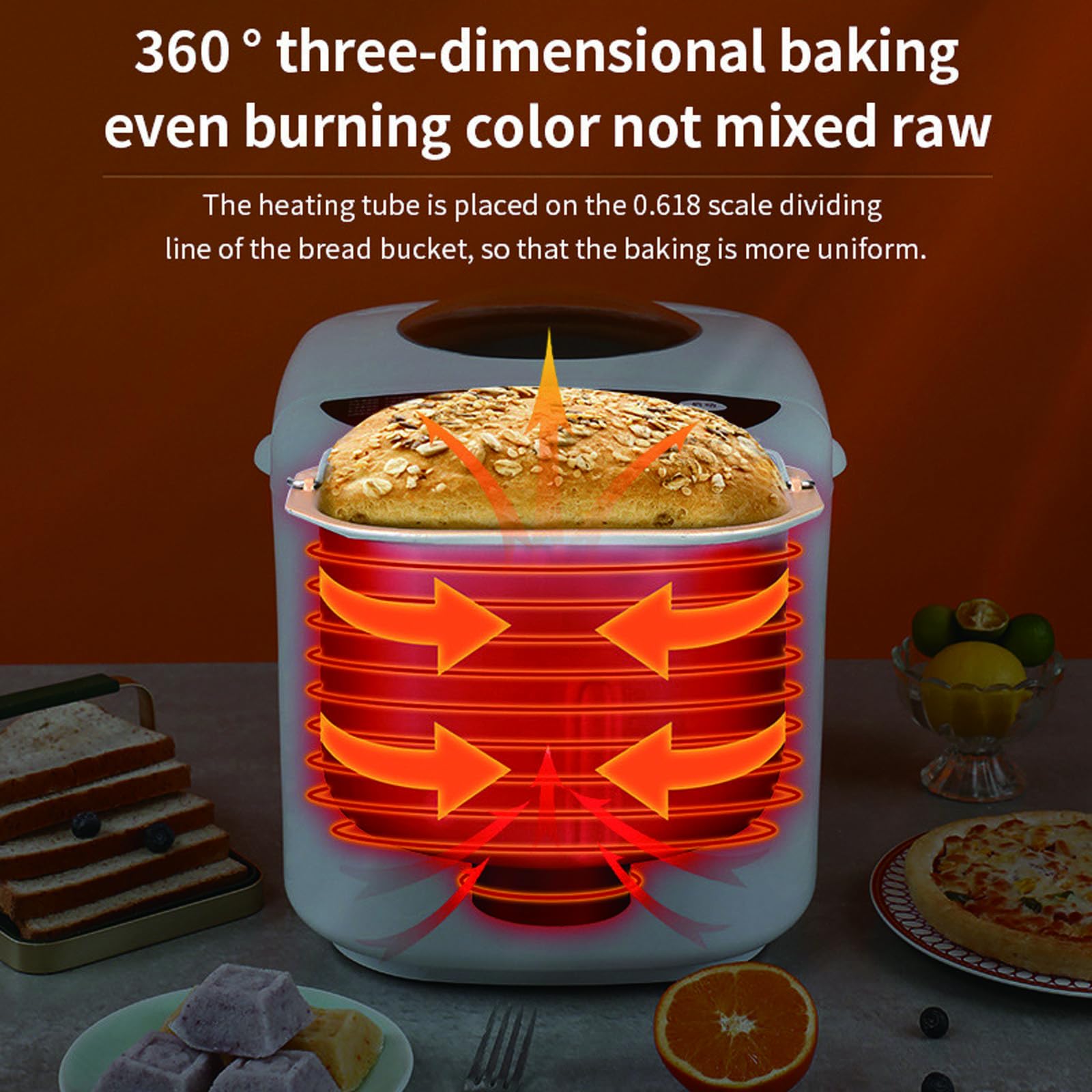 Máquina de pan 19 en 1, máquina para hornear tostadas para pasteles con sartén antiadherente, panel táctil LCD, 3 colores de pan, operación con un solo clic, extensión de nueces totalmente automática