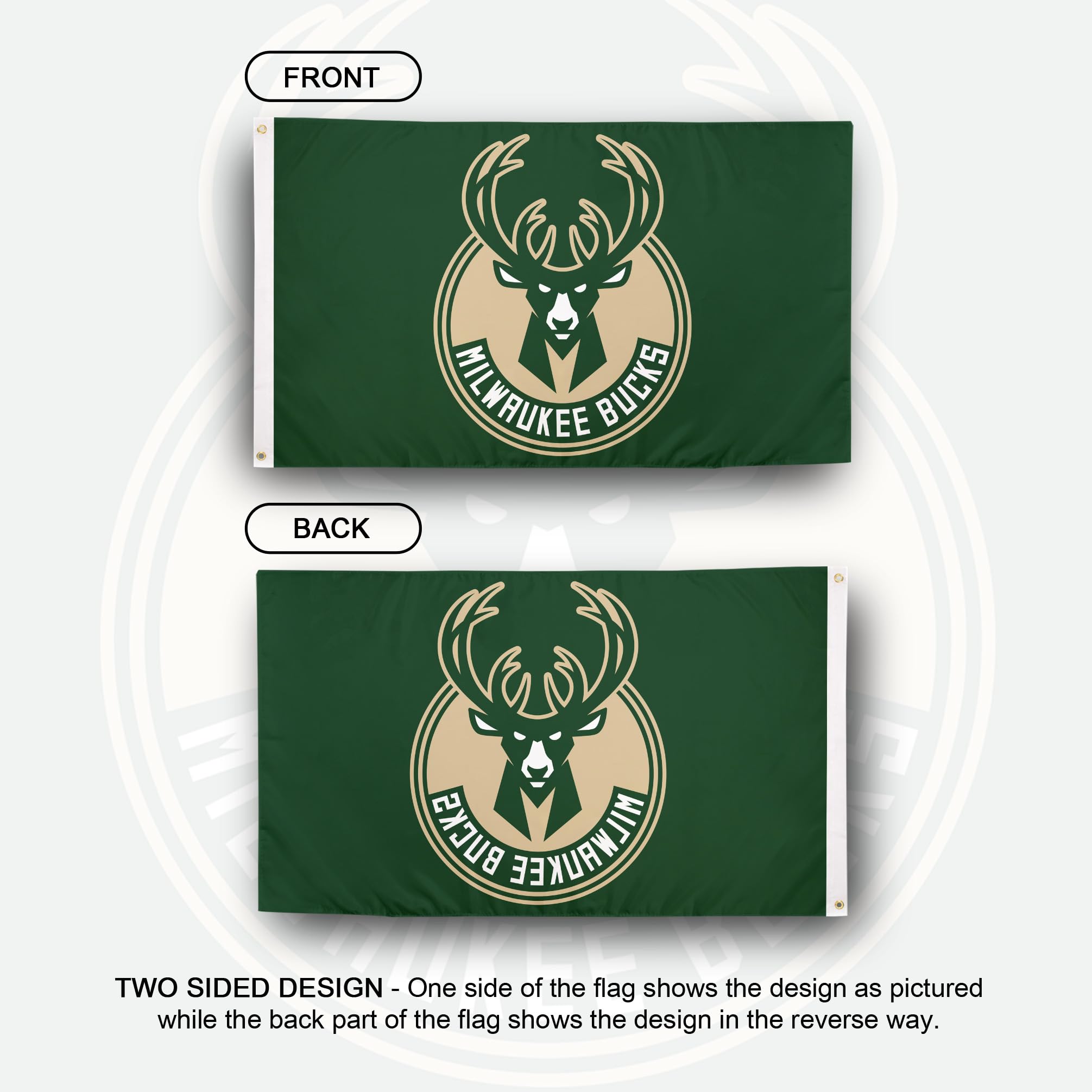 Desert Cactus Milwaukee Bucks Flag NBA 100% Polyester Indoor Outdoor 3x5 feet National Basketball Association Team Flags (Flag #2)