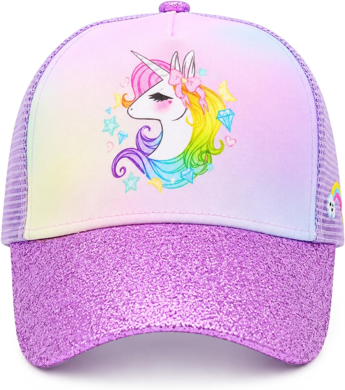 Girls Unicorn Trucker Hat, Kids Baseball Caps for Age 2-8 Years | Toddler Adjustable Mesh Snapback Hat for Outer Adventure and Daily Wear, Embroidery and Transfer Printing Design