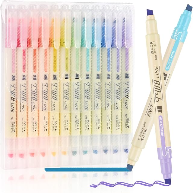 EooUooIP Pastel Highlighters, 12 Pack, Assorted Colors, Fast Dry, Highlighter Pastel, Pastel Highlighter Set