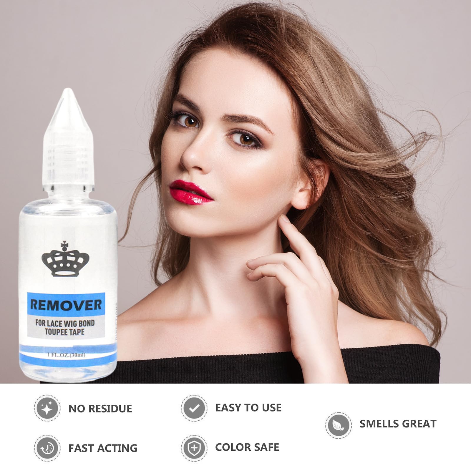 Roinaid 2 unidades de cinta para extensiones de extensión, removedor de extensiones de cinta adhesiva, disolvente para extensiones para eliminar residuos de pegamento, sistemas de cabello cosméticos,