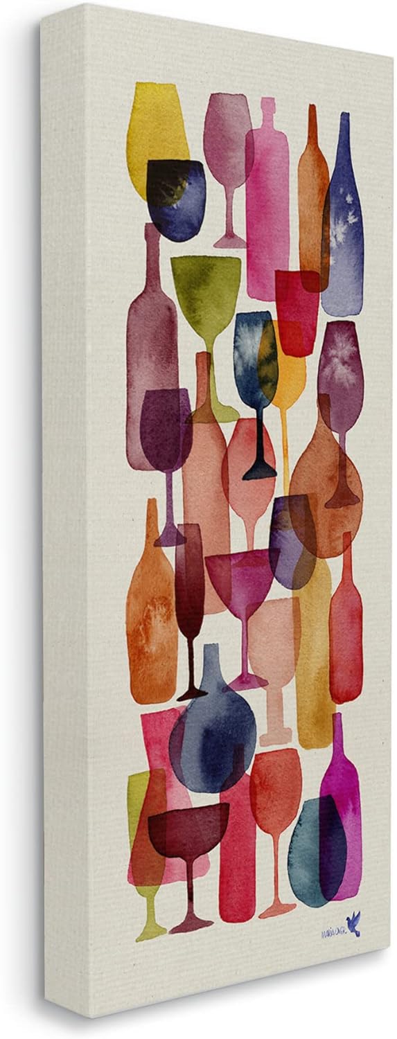 Stupell Industries Layered Wine Glasses Painting Canvas Wall Art, Design by Maria Over