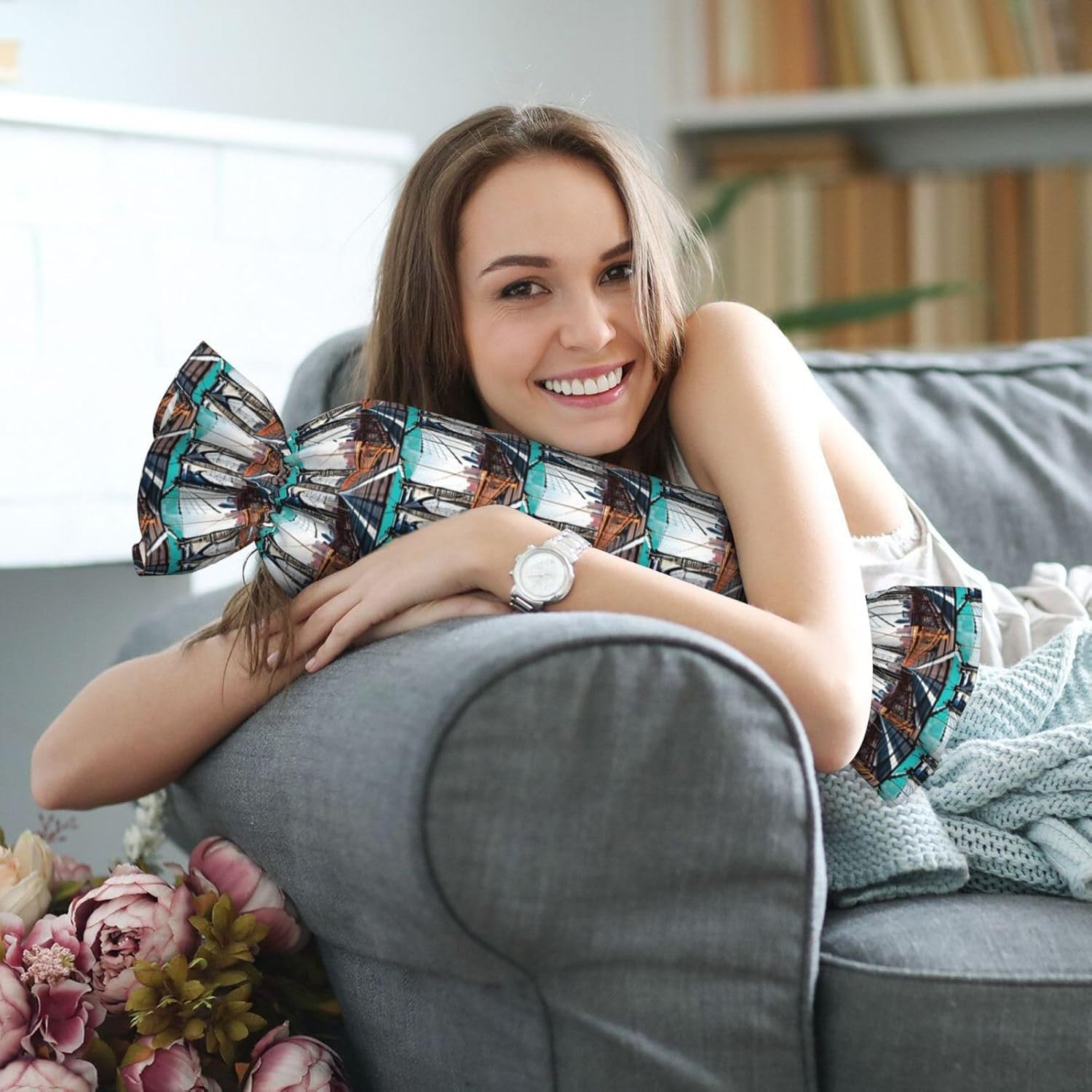 Brooklyn Bridge Print Candy Cylindrical Pillow Round Bolster Pillows Versatile Use Decor Bedroom Travel