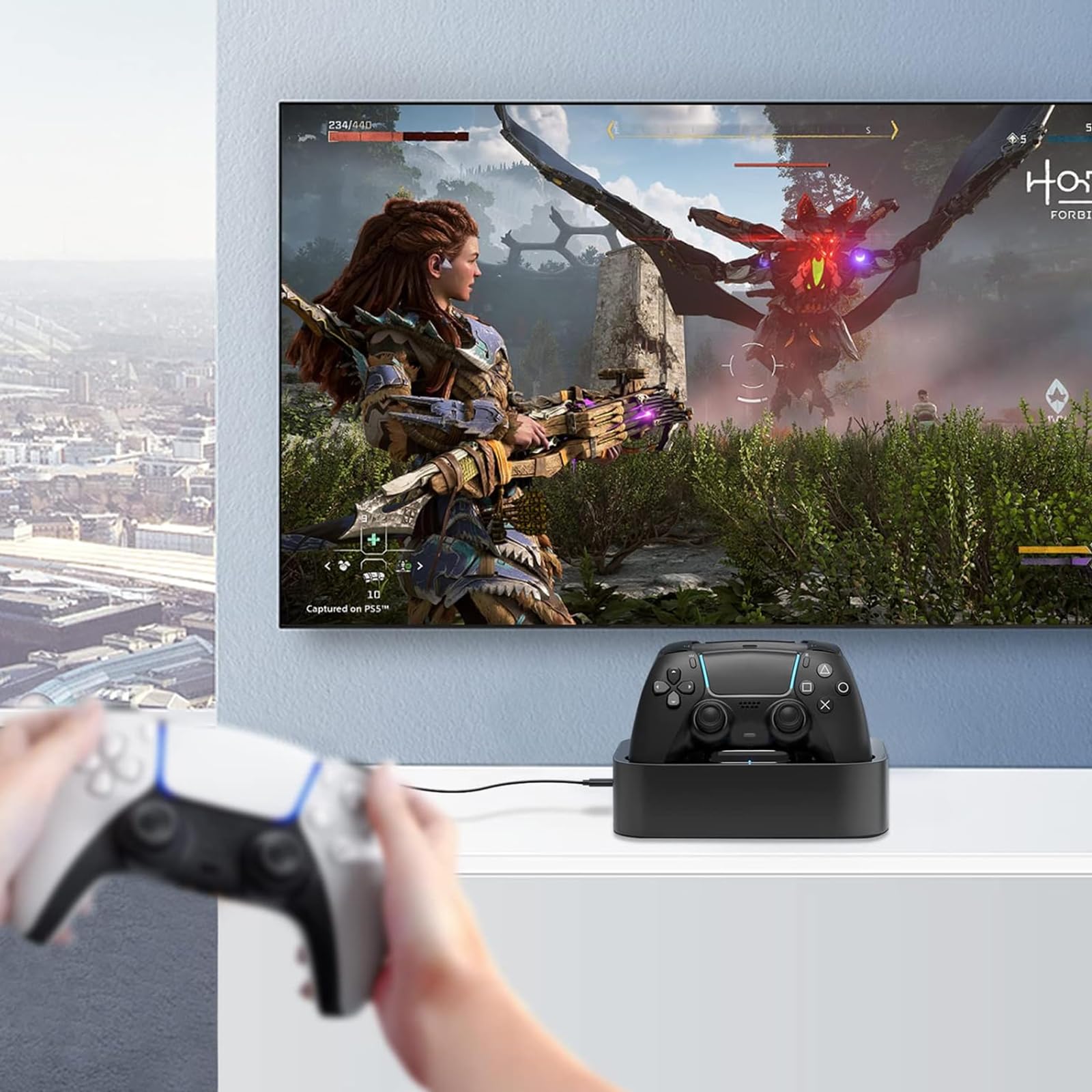 NEWDERY Station de Charge pour Manette de PS5, Station de Charge Rapide avec câble de Charge de 2 m pour manettes PlayStation 5 (Noir)