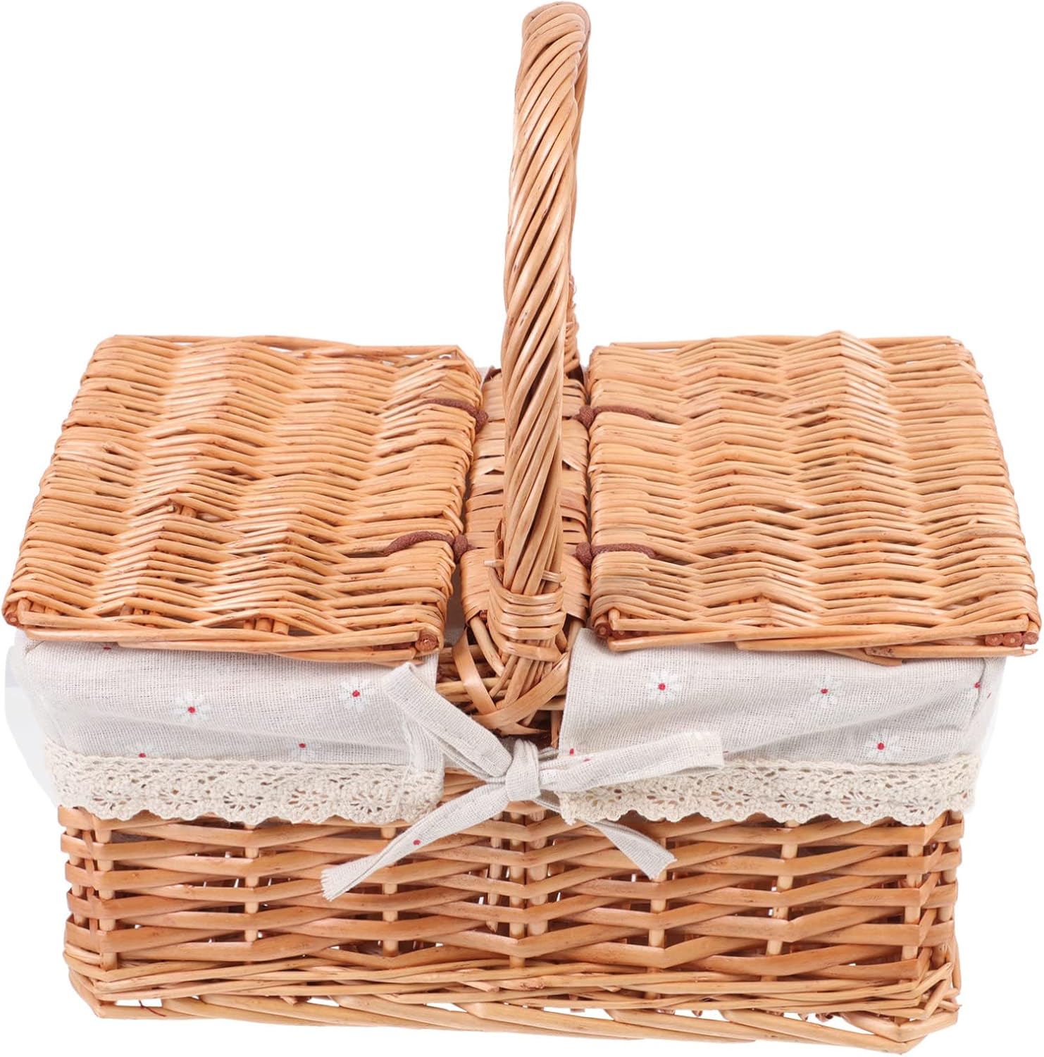 Milisten 1pc Capacity Portable Storage Basket Lid Multifunctional Woven Straw Handheld Picnic Organizer for Outdoor Events Craft Storage and Home Decoration