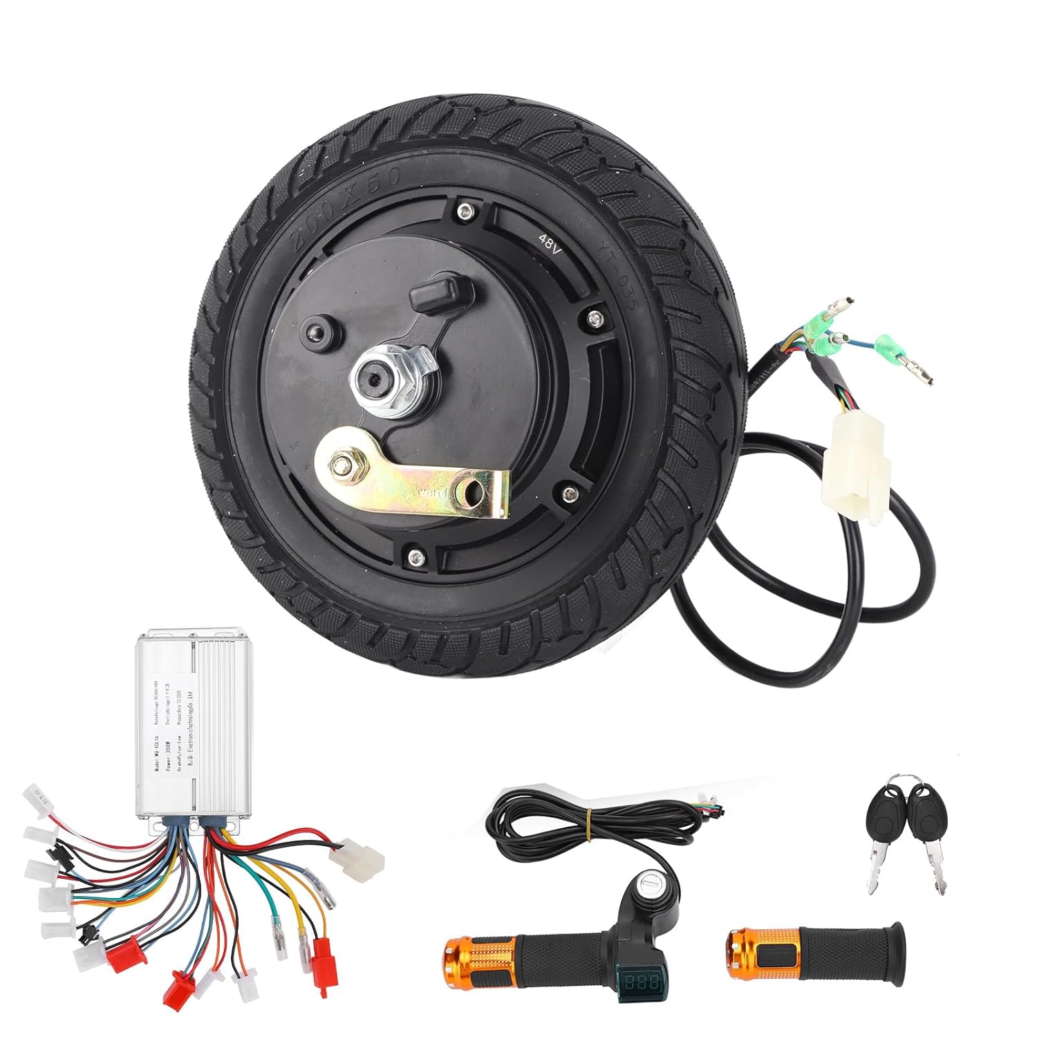48V 350W Wheel Brushless Hub Motor Accessory for 8in Electric Scooter Conversion Set Metal Protects Durable Internal Has Wheel Rubber Explosion Proof Wear Safety Alloy