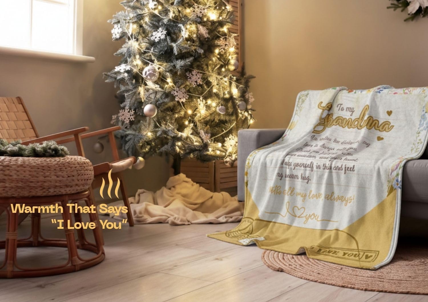 Grandma Flannel Blanket – Soft Throw Blanket for Grandmother Gifts, Perfect Christmas, Birthday Floral Design with Loving Message “to My Grandma” – 50×60 Inch - Image 2