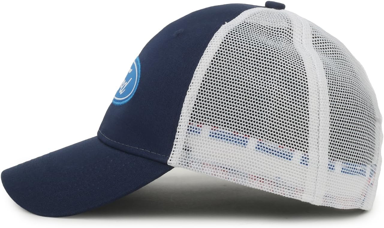 Ford Trucker Hat for Men – Official Logo Baseball Cap, Mesh Back Snapback, Adjustable, Navy/White