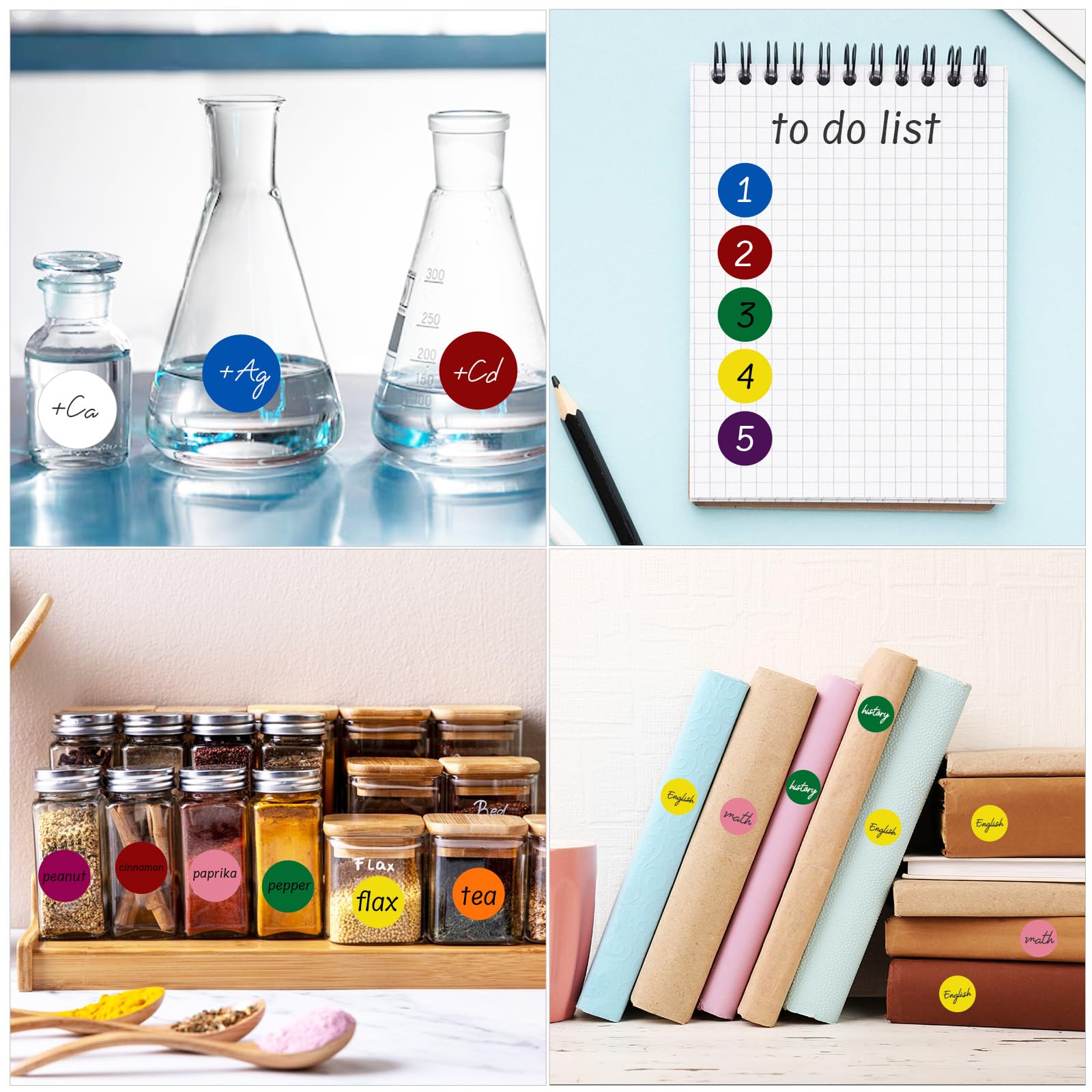 600 Pieces, 25mm Gommettes Autocollantes Rondes - 6 Couleurs