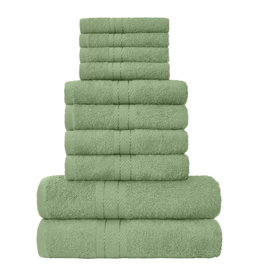 GC GAVENO CAVAILIA Towels Family Bale Set - 10 Piece 100% Egyptian Cotton, 4x Face 4x Hand 2x Bath Towel, Premium Quality Highly Water Absorbent Bathroom Accessories, Machine Washable, Sage Green — image 1