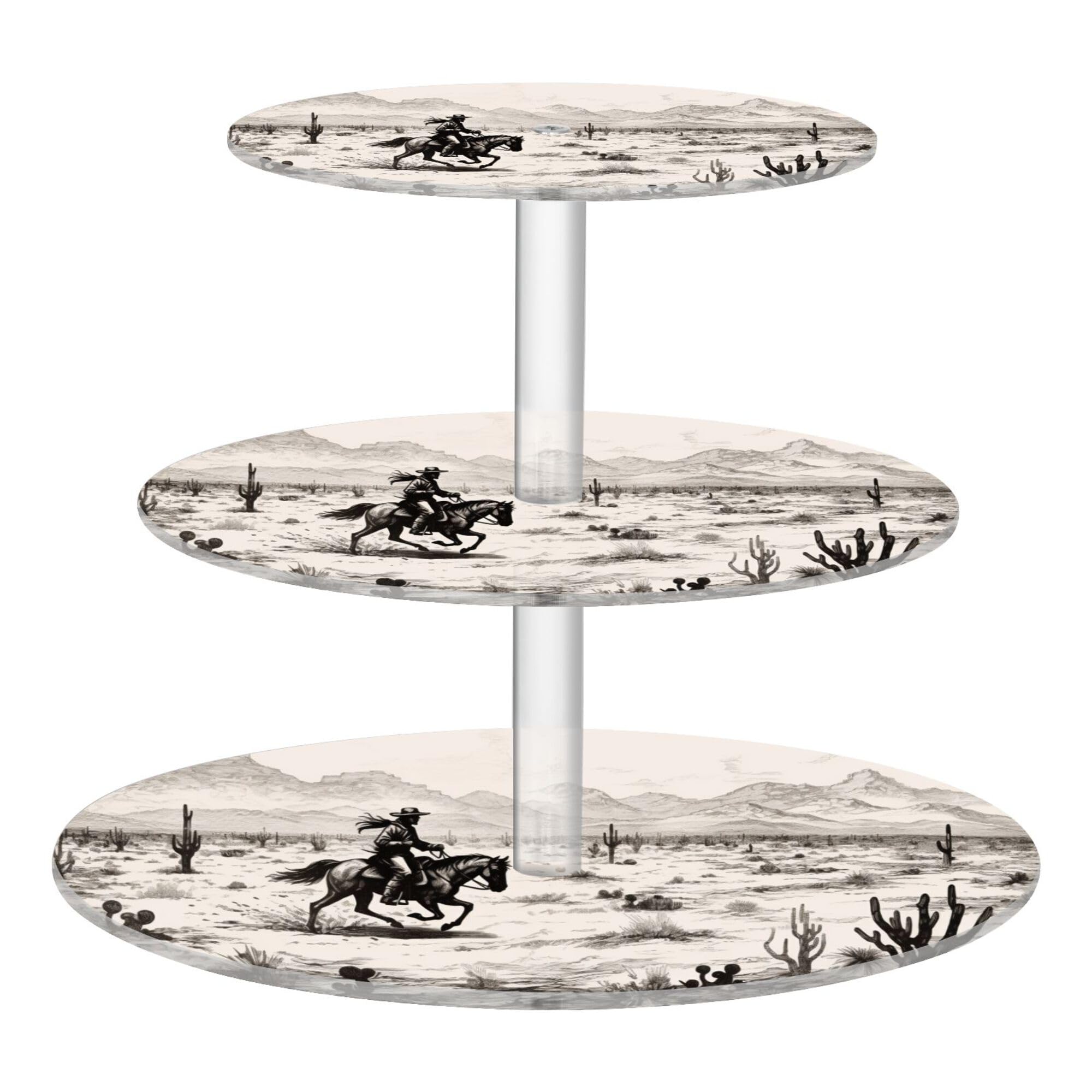 PYBUG Western Cowboy 3 Tier Acrylic Cupcake Stands Tower,Dessert Table Display Set for Tea Party,Wedding,Birthday, Baby Shower