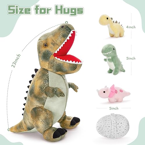 Vista 22 de MorisMos - Animales de peluche de lagarto, mamá camaleón gigante de 27 pulgadas con 4 lagartos bebés, juguetes para niños y niñas, mamá iguana
