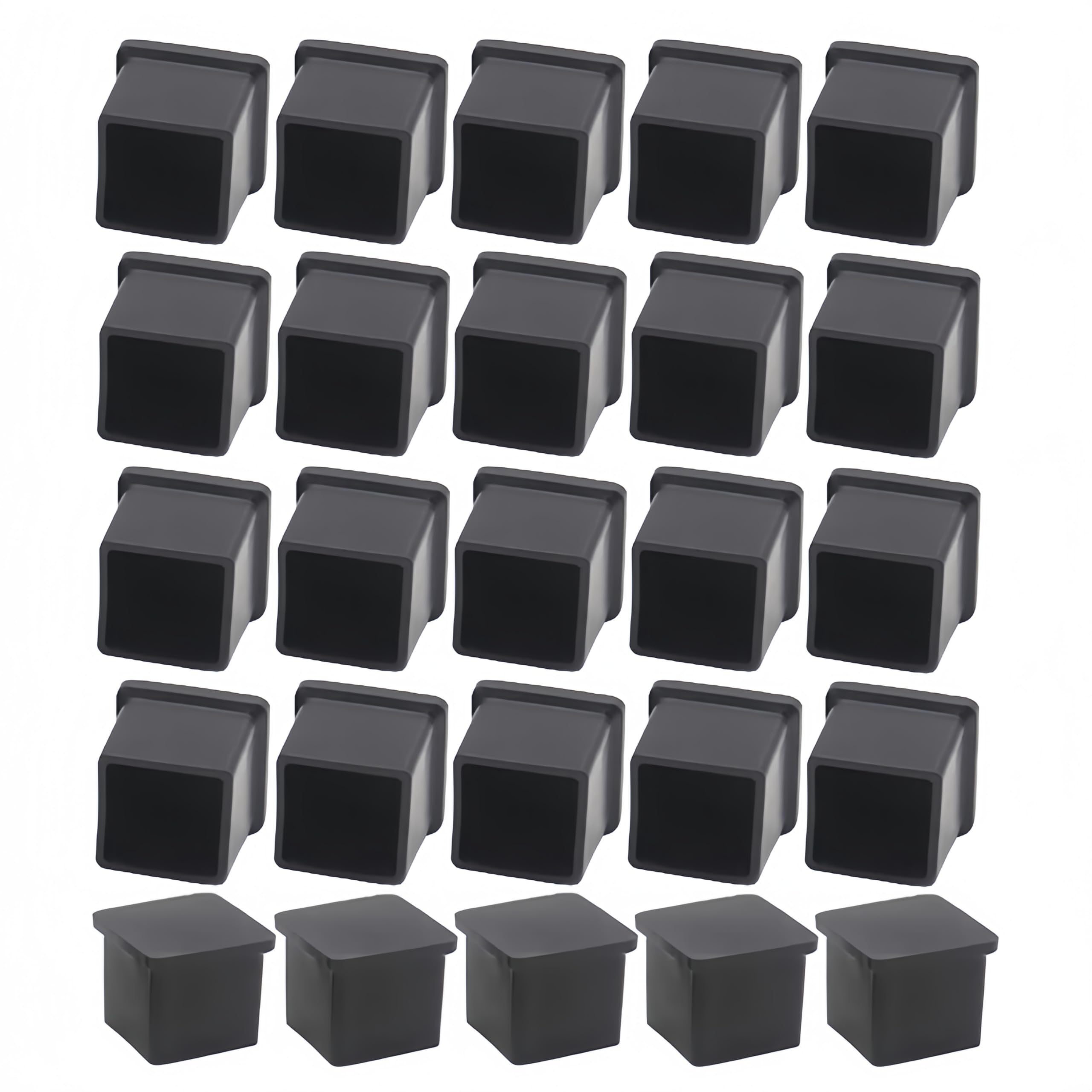 NACX0.78 Inch (20mm) Square Anti-Slip Rubber Leg Caps, Vinyl Flexible Chair Leg Caps, 25Pcs
