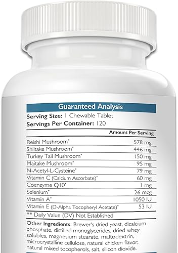 Miniatura 3 de Apoyo inmunológico para perros más antioxidantes, reishi, shiitake, maitake, hongos de cola de pavo para perros, con coenzima Q10, selenio, vitamina