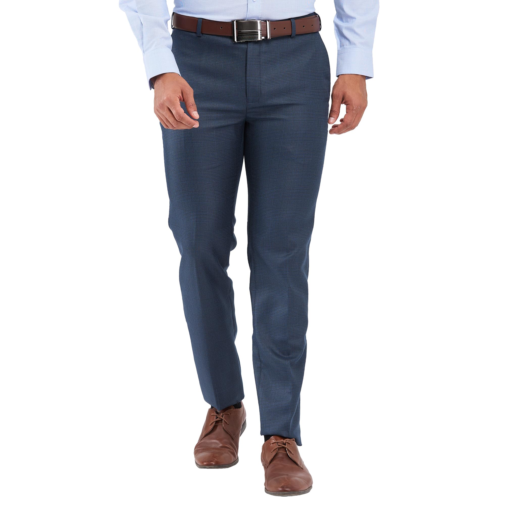 raymond Men's Slim Fit Checks Pattern Poly Viscose Blend Flat Front Formal Trouser-picture-27