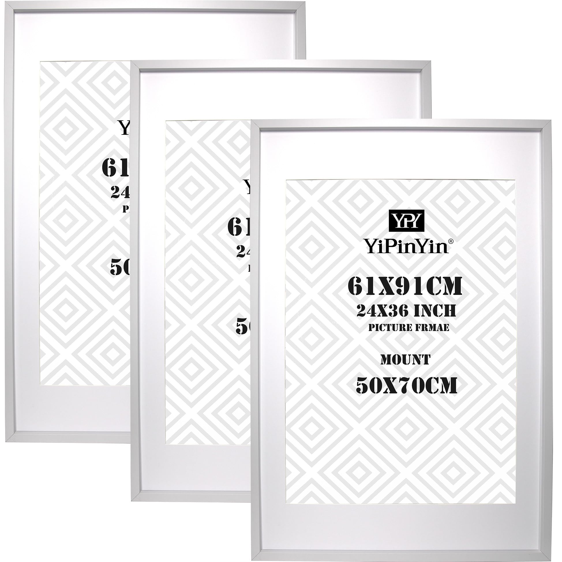 61x91cm(24x36'inch) White Boxed Photo Frame 3Pack with Acid Free Mount for 50x70cm,90x60cm Large White Poster Frame,50x70cm frams for Wall Hanging. — image 1